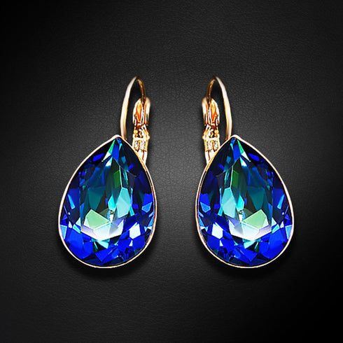 Auskarai "Kristalo Lašas II (Bermuda Mėlyna)" su Swarovski™ kristalais